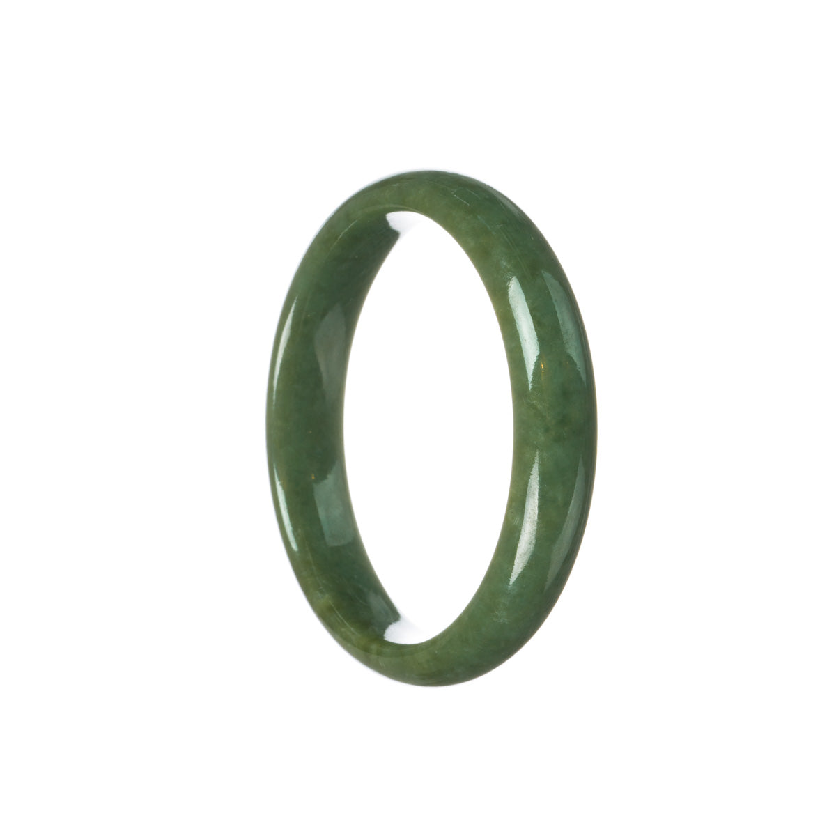 Genuine Untreated Deep Green Burma Jade Bangle Bracelet - 57mm Half Moon