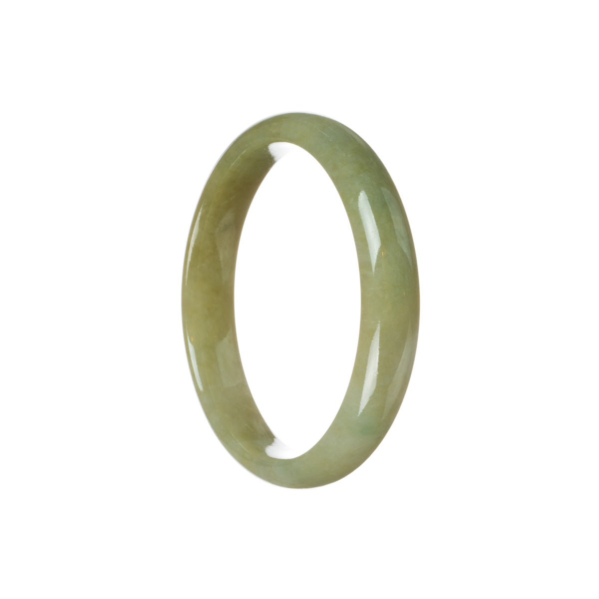 Genuine Type A Brownish green with white patch Jadeite Bangle Bracelet - 59mm Half Moon