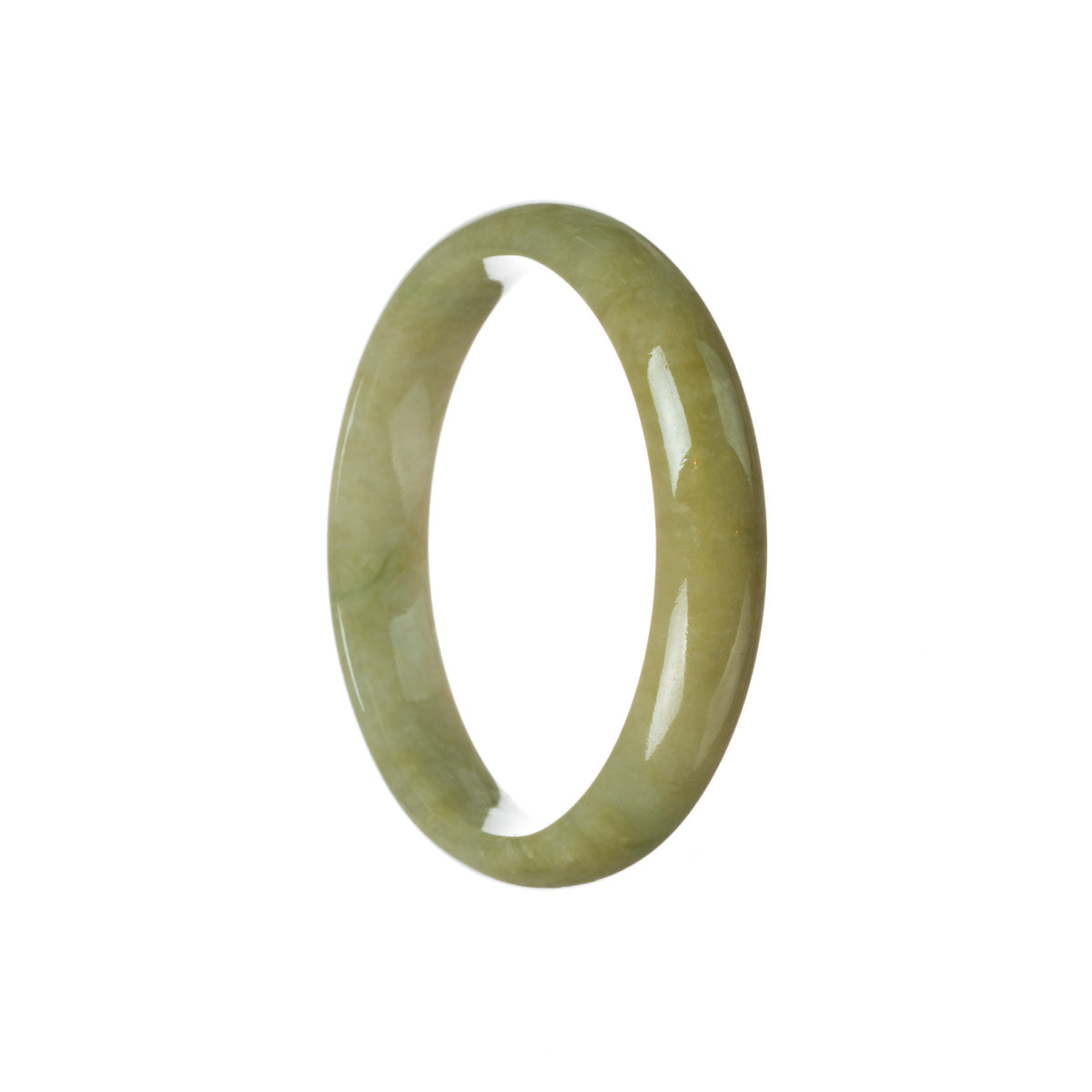 Certified Grade A Brownish olive green Jade Bracelet - 59mm Half Moon
