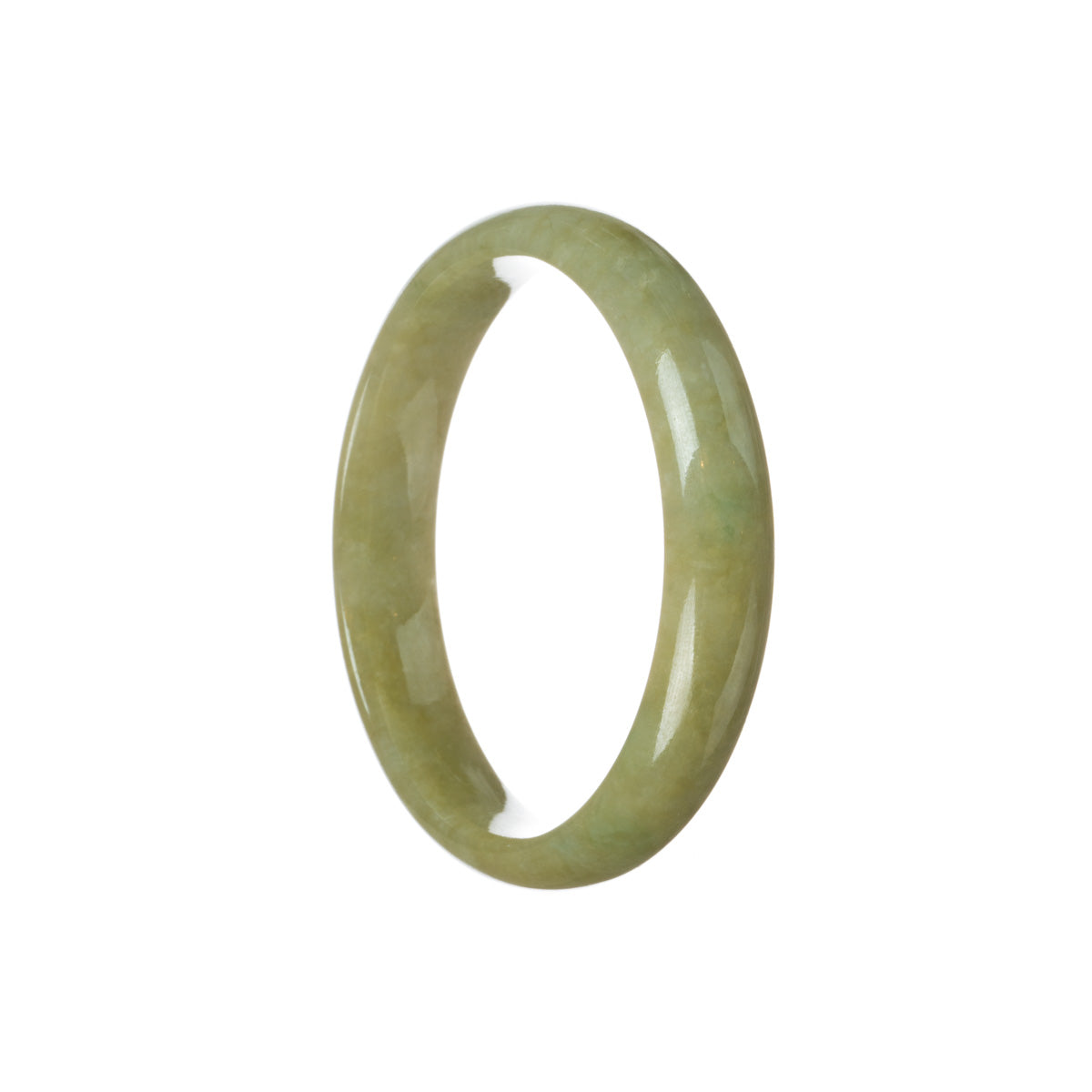A beautiful, high-quality jade bracelet in a brownish olive green color. It features a half-moon design and is certified as Grade A. Perfect for adding a touch of elegance to any outfit.
