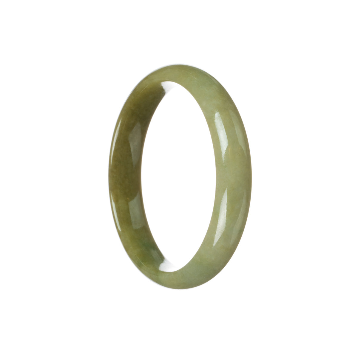 Real Grade A Brownish olive green with brown patch Jadeite Bangle Bracelet - 59mm Half Moon