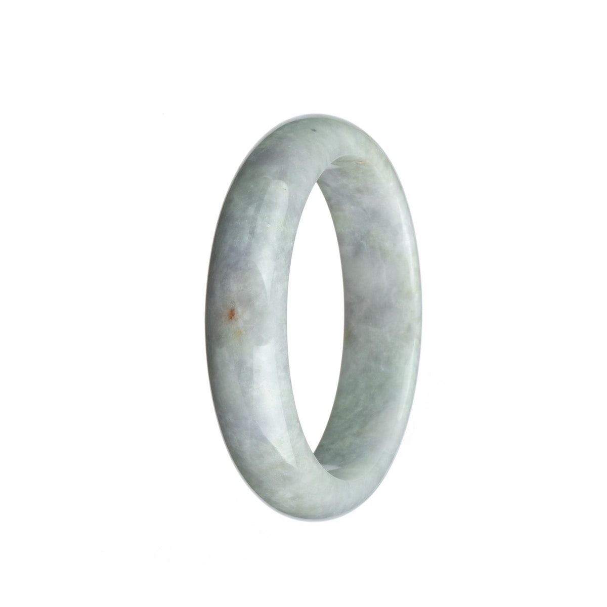 A lavender jade bangle bracelet with a half moon shape, untreated and genuine, sold by MAYS.