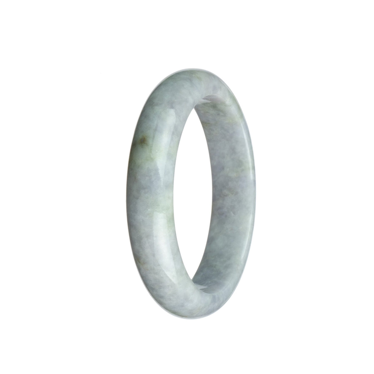 "A light purple lavender jade bangle with a smooth half moon shape, made of high-quality Grade A jadeite. From the MAYS™ collection."