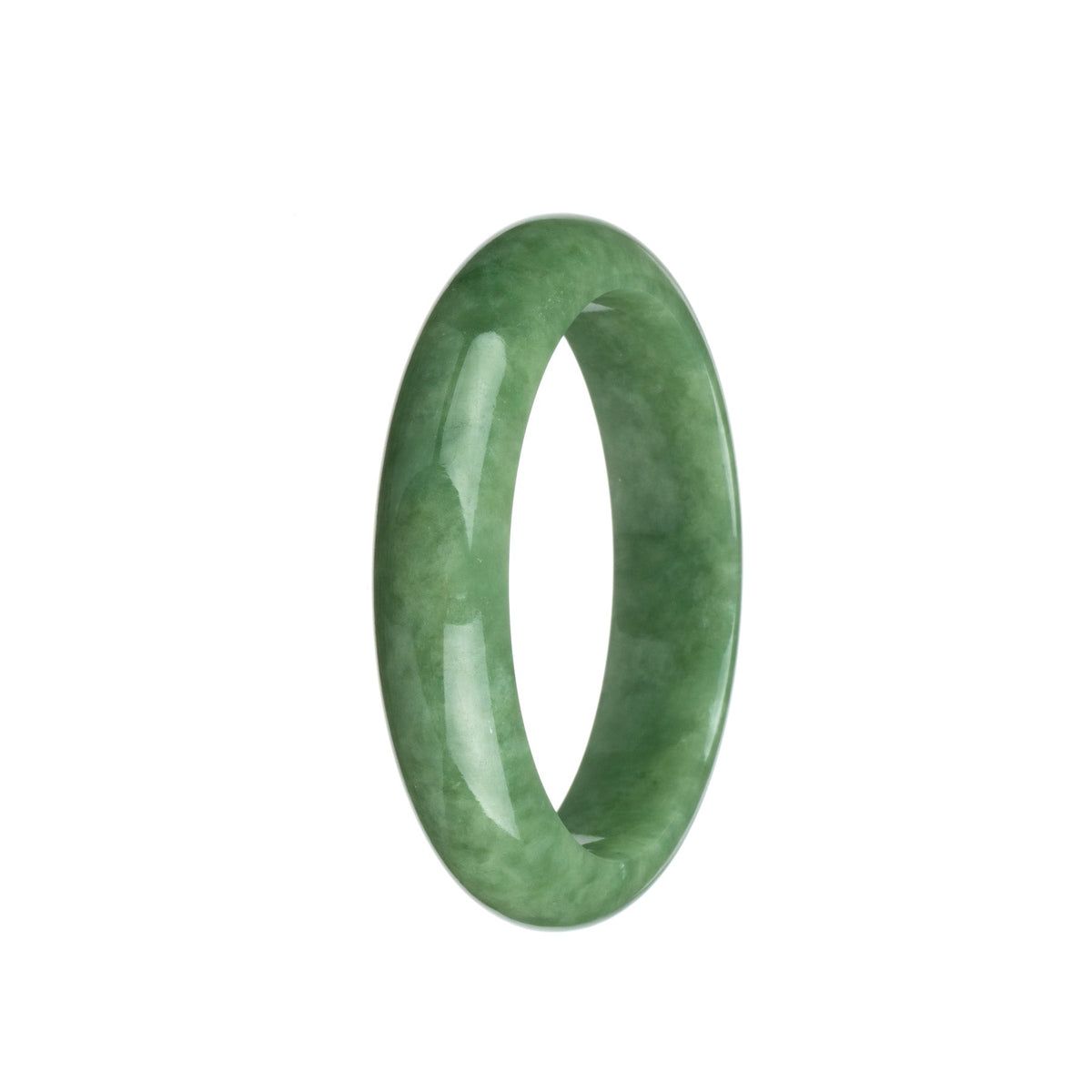 Certified Grade A Green Jadeite Jade Bangle - 57mm Half Moon