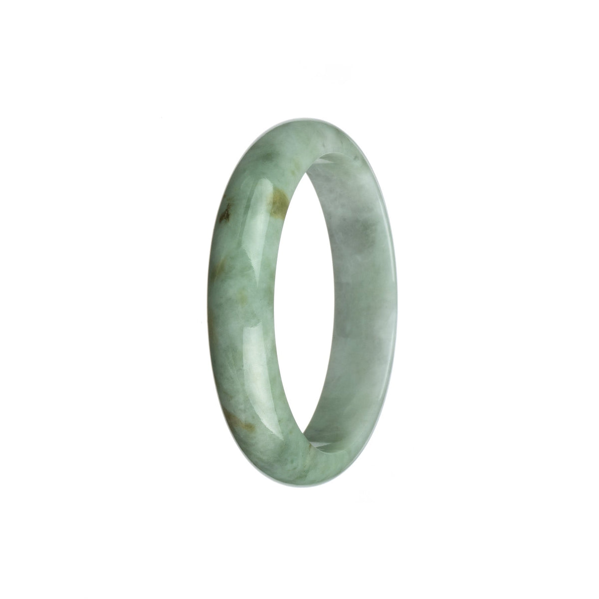 Genuine Type A Green with White Burma Jade Bracelet - 56mm Half Moon
