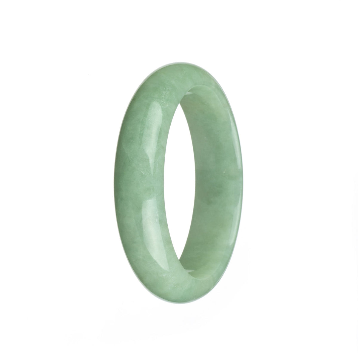 Genuine Untreated Light Green Jadeite Bangle - 58mm Half Moon