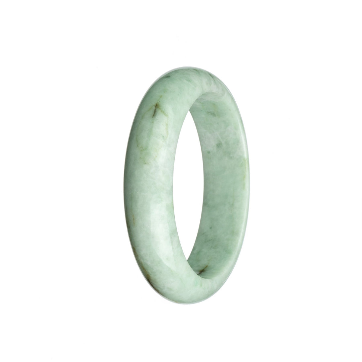Certified Type A Pale Green Jadeite Jade Bangle Bracelet - 57mm Half Moon