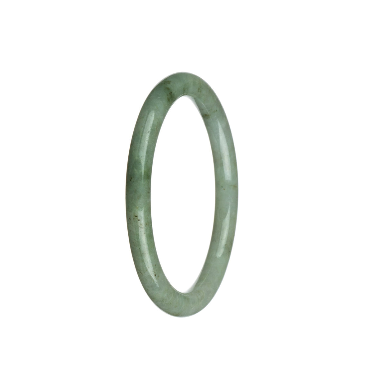 A small, round grey and green jade bracelet, certified as Grade A quality, from MAYS GEMS.