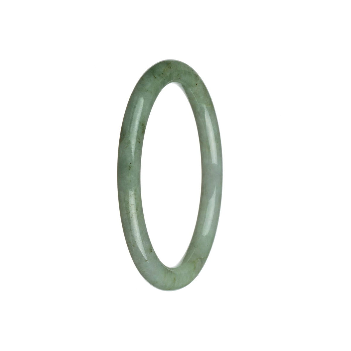 Genuine Grade A Grey with Green Traditional Jade Bracelet - 59mm Petite Round