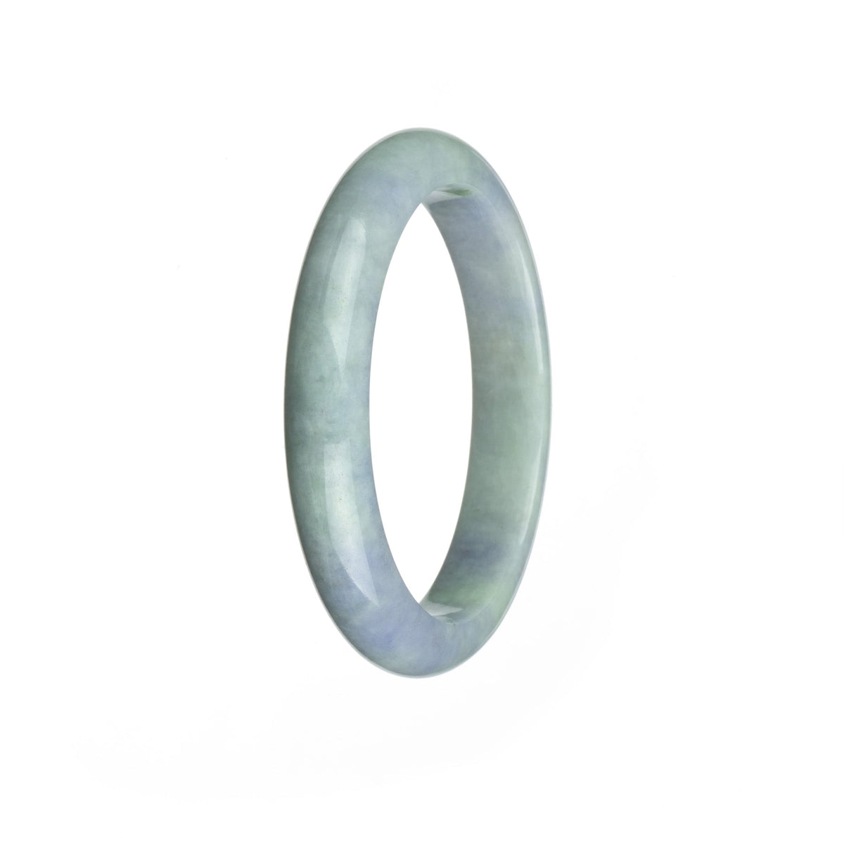 A lavender Burma jade bangle bracelet with a semi-round shape, measuring 57mm. Certified as Type A jade by MAYS™.