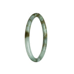Genuine Grade A White with Brown Pattern Jadeite Bracelet - 62mm Petite Round