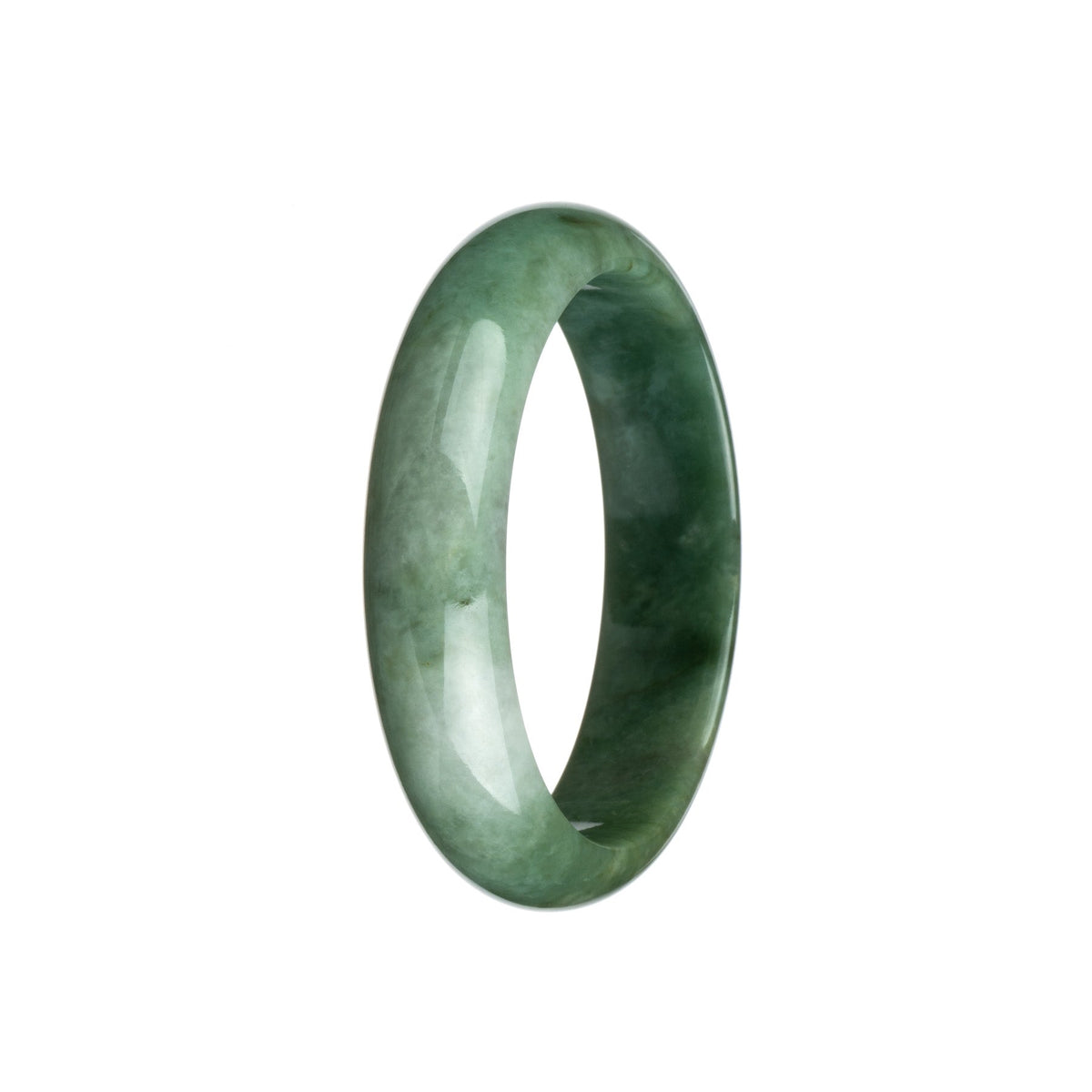 Real Grade A Green Pattern Jadeite Jade Bangle - 58mm Half Moon