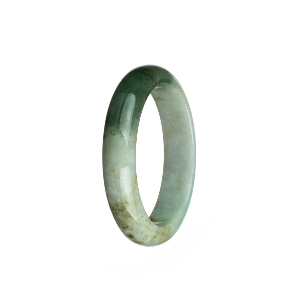 Genuine Type A White and Green Burma Jade Bracelet - 53mm Half Moon