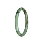 A beautiful jade bracelet with a green and brown pattern, featuring a petite round shape measuring 60mm. Made with genuine Grade A jade, this traditional bracelet is a stunning accessory to add to your collection.