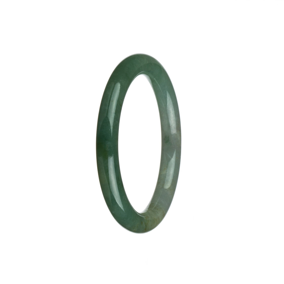 A small, round green and white jadeite bangle, perfect for petite wrists.