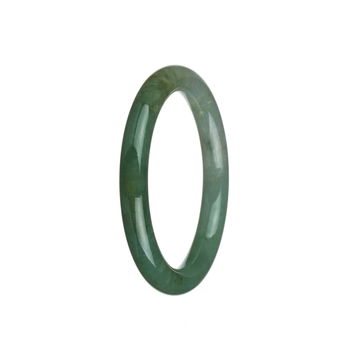 Certified Grade A Green and White Jadeite Jade Bracelet - 54mm Petite Round