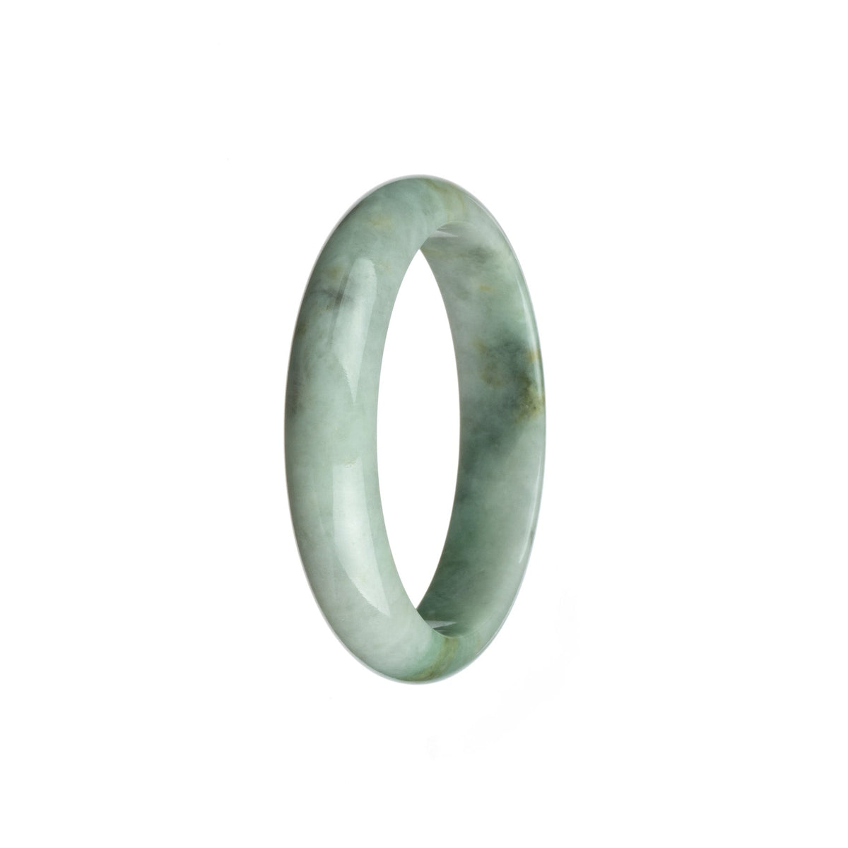 Genuine Untreated White with Green Traditional Jade Bracelet - 54mm Half Moon
