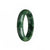 A stunning, high-quality Burma Jade bracelet with a deep green pattern, shaped like a half moon. The bracelet has a Real Grade A certification and measures 57mm in size. Crafted by MAYS™.