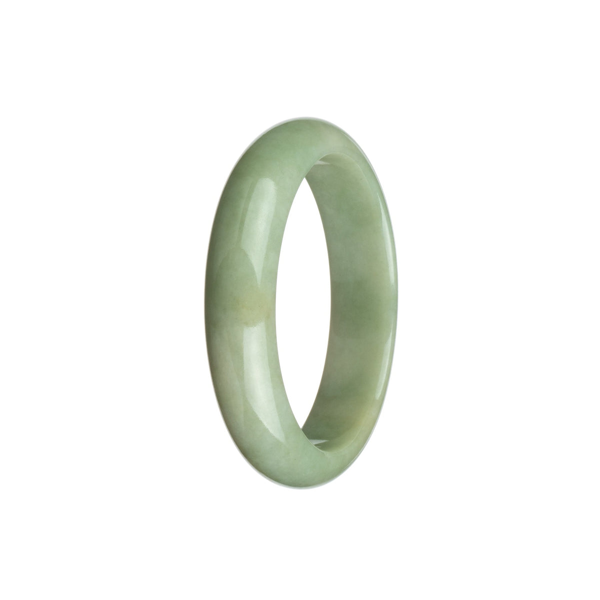 A beautiful off-white jade bangle bracelet with a half-moon design, made from genuine Grade A jadeite jade. Perfect for adding a touch of elegance to any outfit.