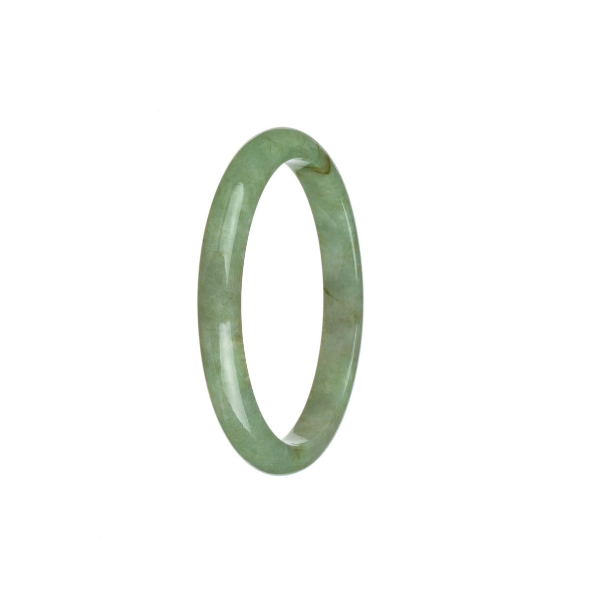 A light green Burma jade bracelet with a semi-round shape, measuring 54mm. The bracelet is made of genuine grade A jade and is designed by MAYS™.