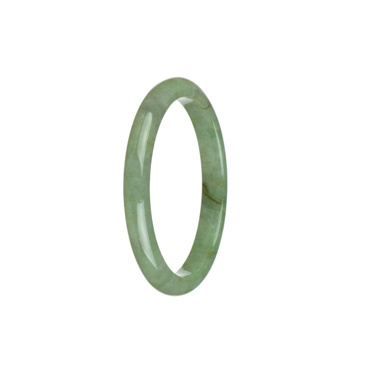 Certified Natural Light Green Jadeite Bangle Bracelet - 54mm Semi Round