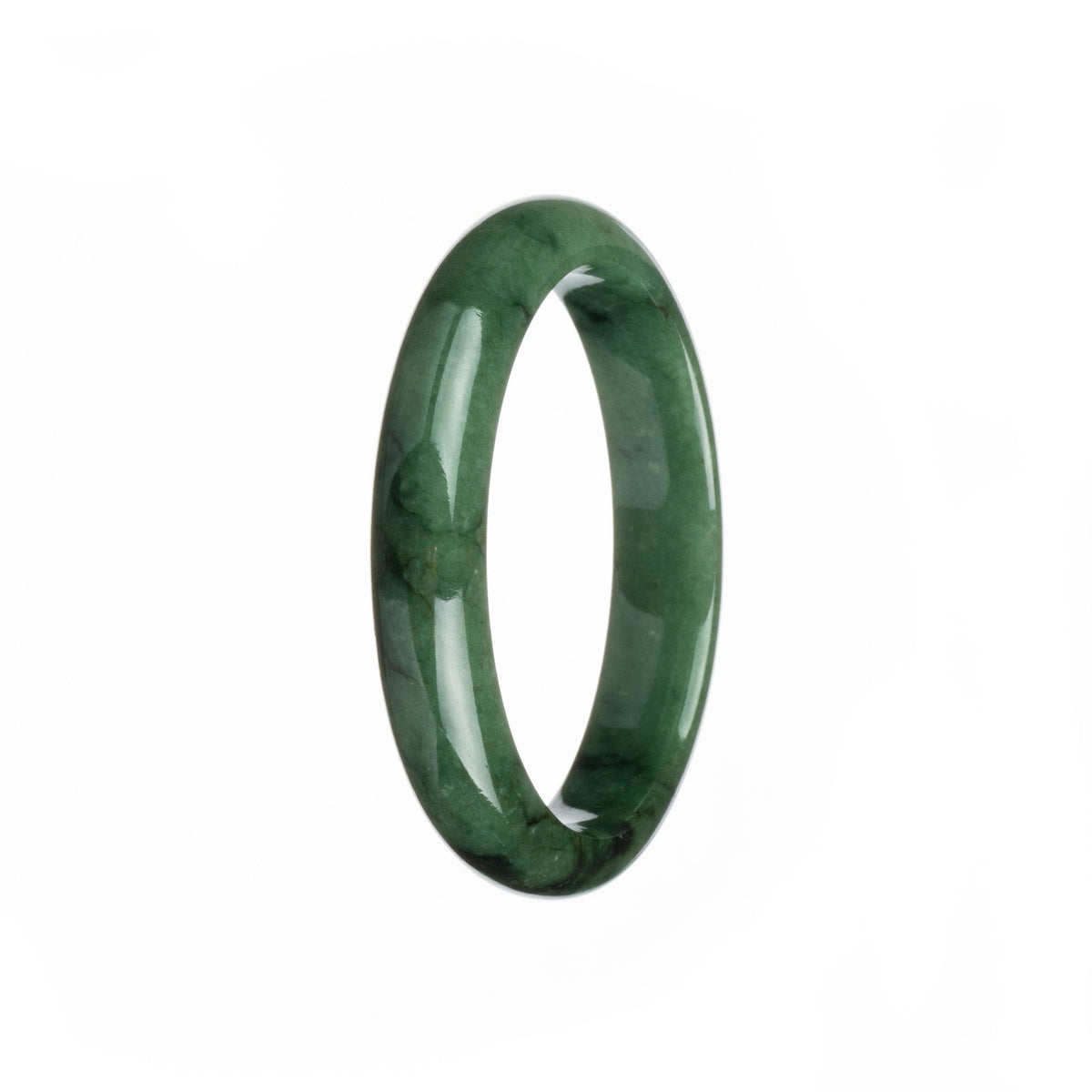 Genuine Grade A Deep Green Burma Jade Bangle - 57mm Half Moon