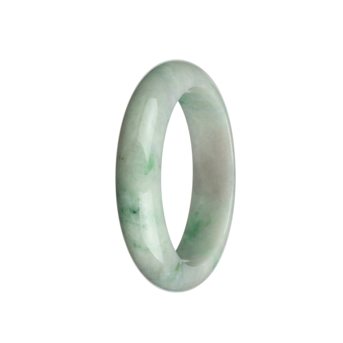 Real Grade A White with Apple Green Traditional Jade Bracelet - 58mm Half Moon