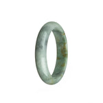 A half moon-shaped jade bangle bracelet featuring genuine Grade A whitish grey jade with hints of green and yellow.