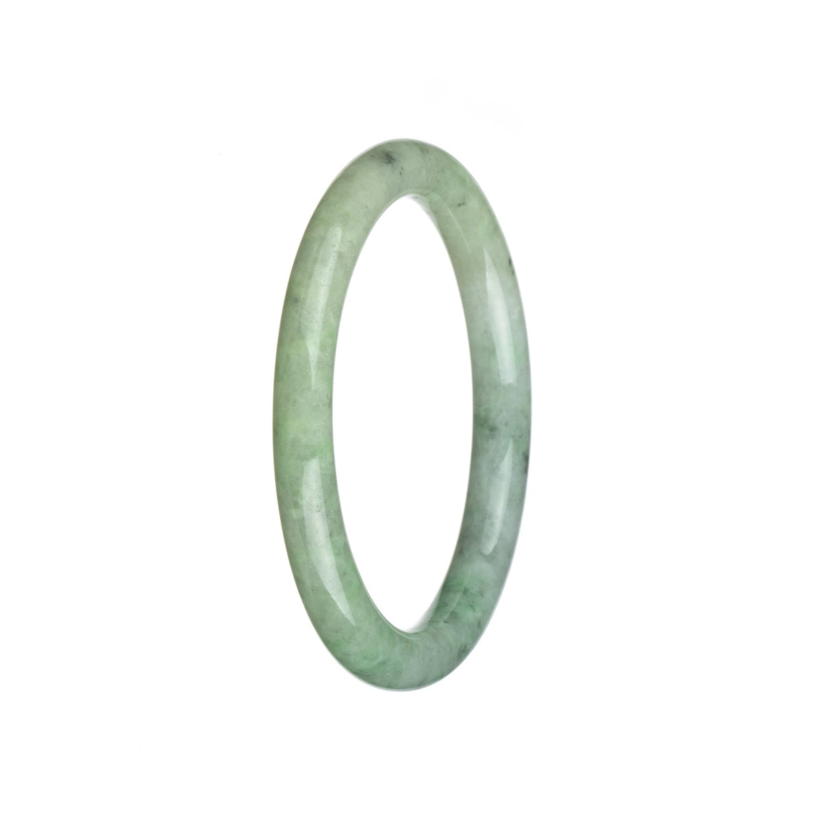 Genuine Grade A Green with White Burma Jade Bracelet - 59mm Petite Round