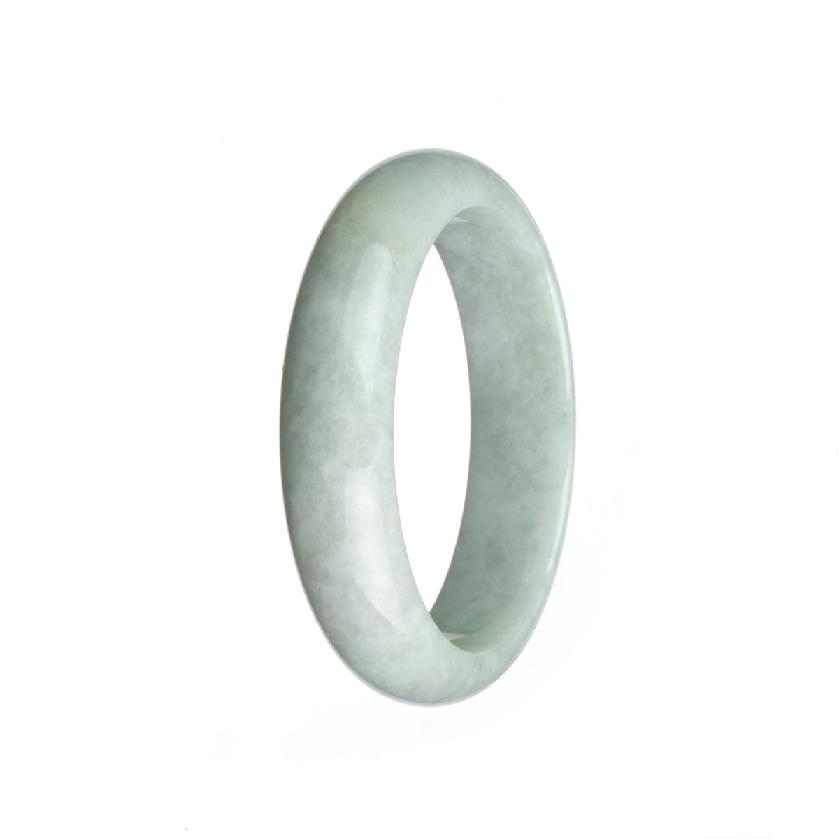 An exquisite white jade bangle, featuring a half-moon design, measuring 58mm in diameter. Perfect for adding a touch of elegance to any outfit.