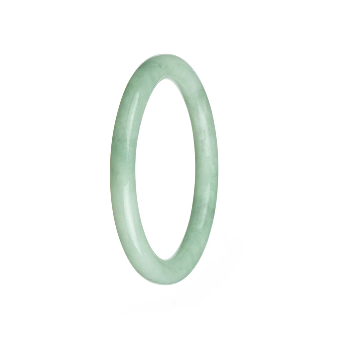 A light green jadeite jade bracelet with a petite round design, measuring 59mm in size.