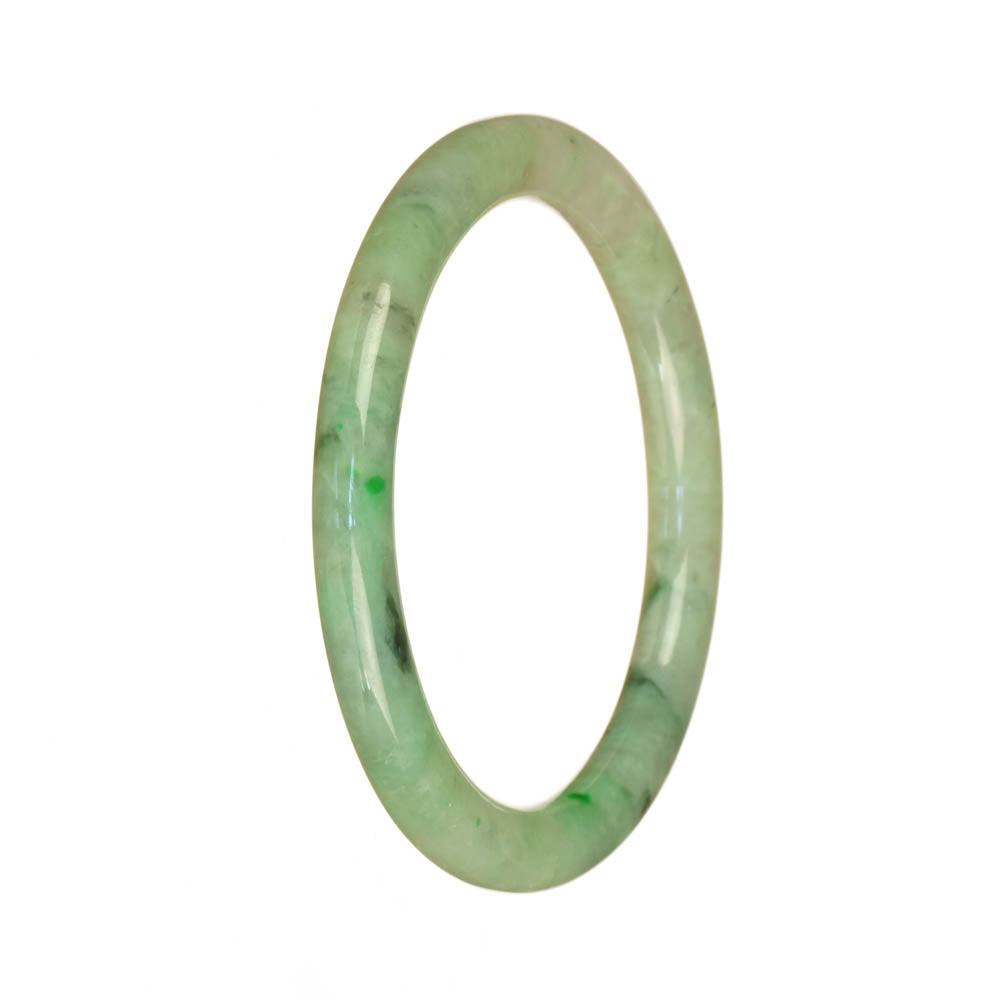 Authentic Untreated Light Green Pattern Jadeite Bangle Bracelet - 55mm Petite Round