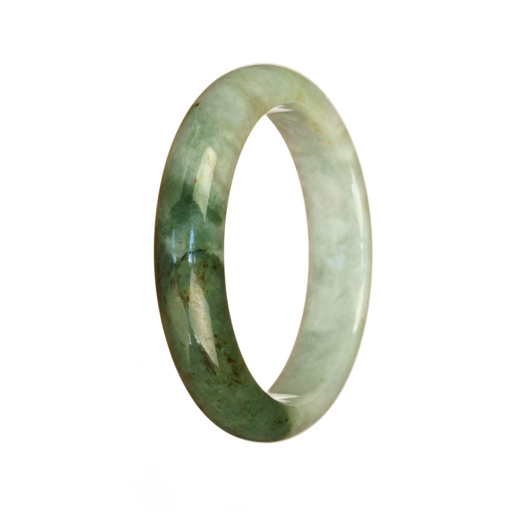 Real Type A Pale Green and Green Traditional Jade Bracelet - 52mm Half Moon