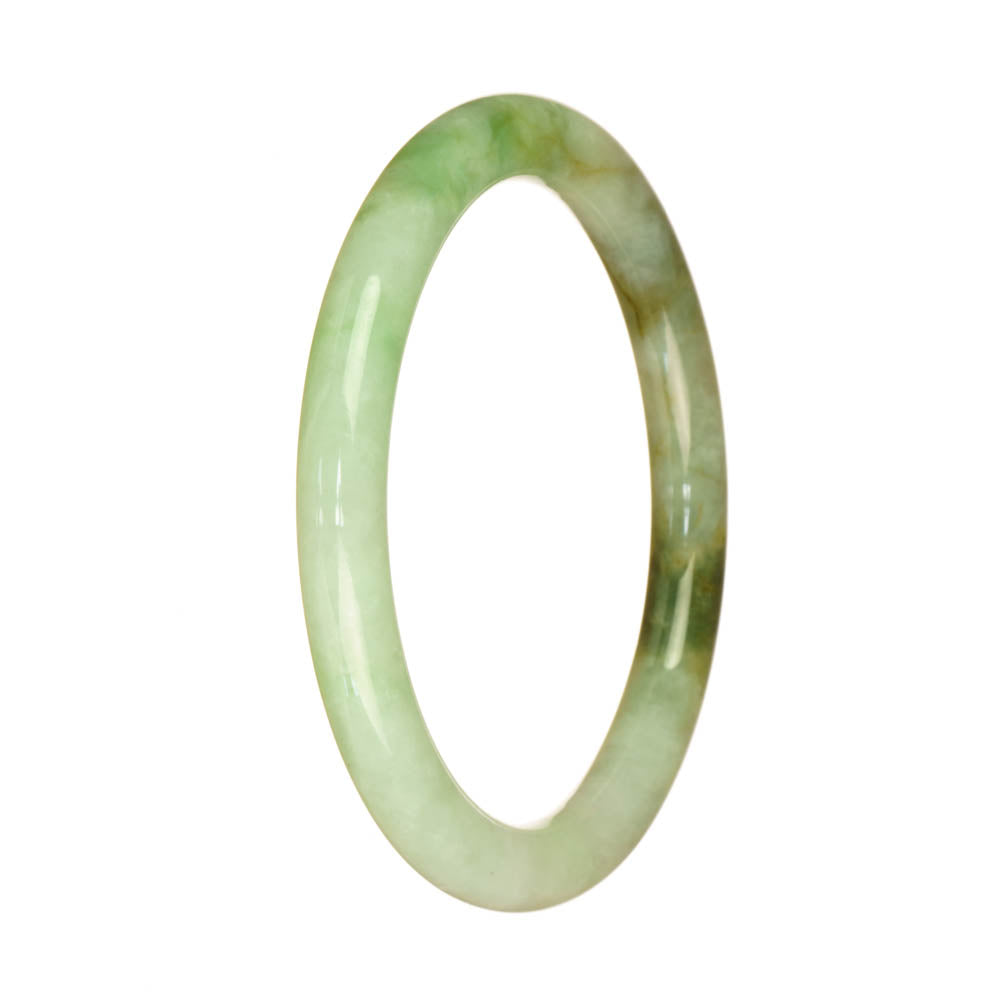 A small, round apple green Burma jade bangle with a real grade A pattern.