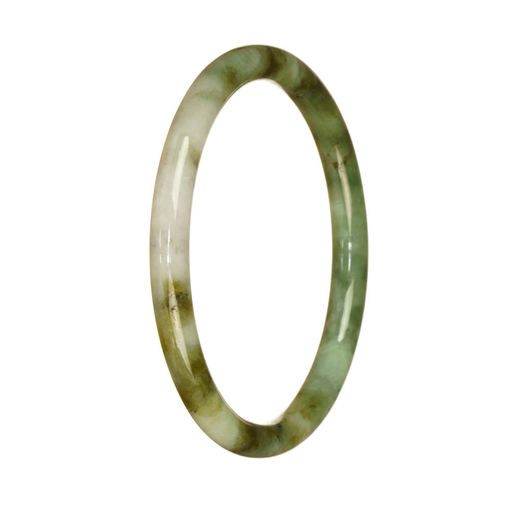 Real Grade A Olive Green Pattern Jadeite Jade Bangle Bracelet - 62mm Petite Round