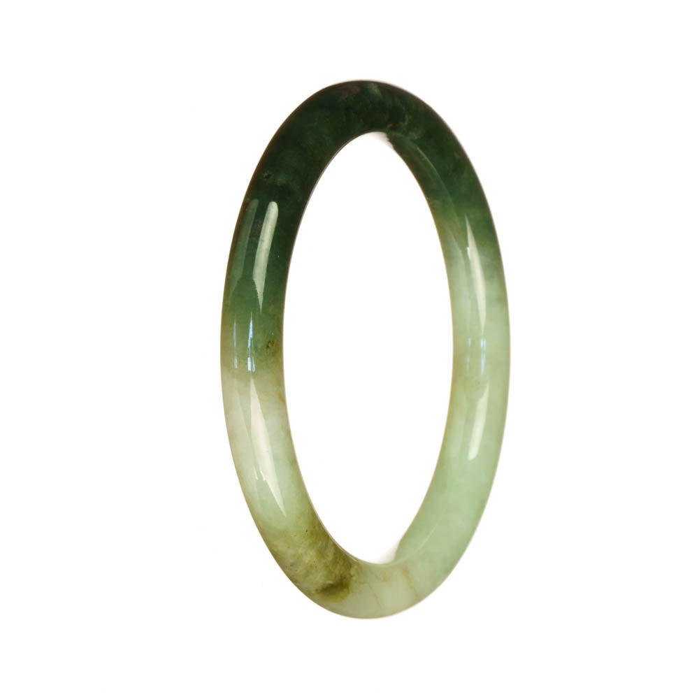 A small round bracelet made of certified Grade A White and Green Burmese Jade, measuring 56mm.