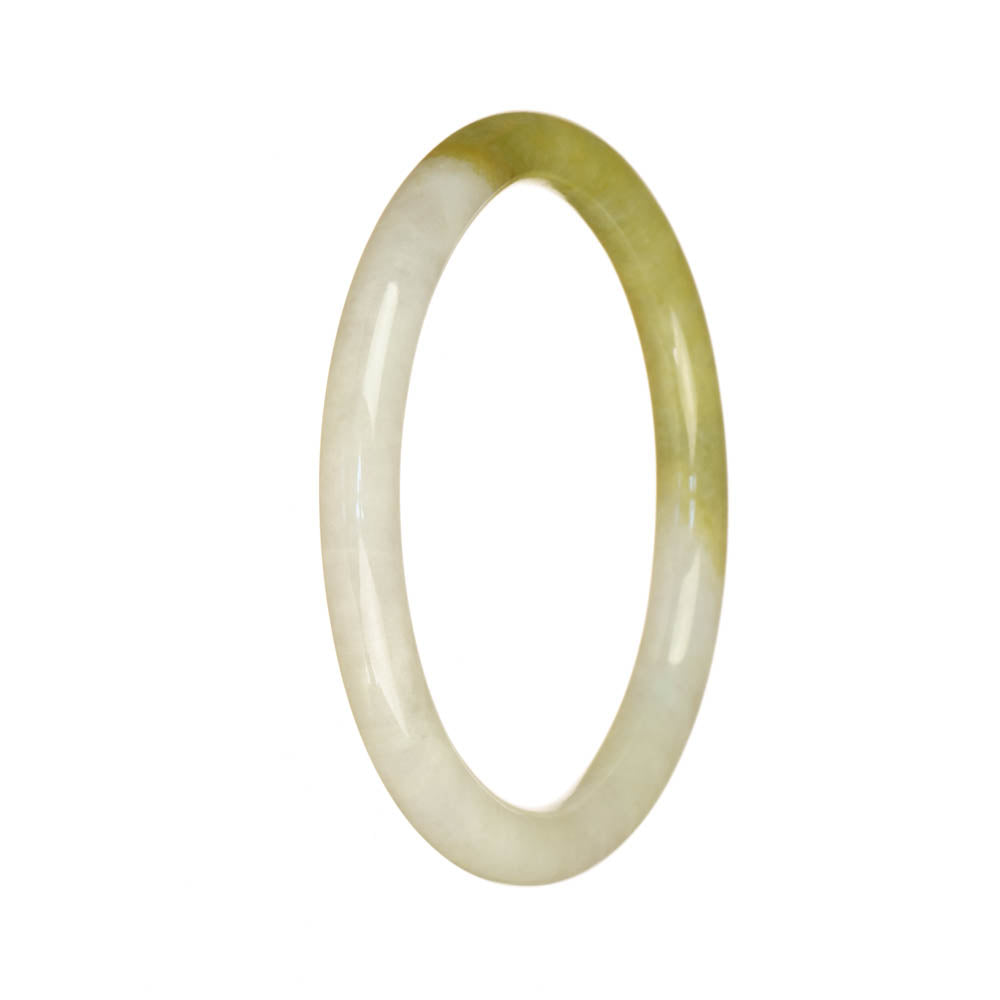 Authentic Untreated White and Olive Green Burma Jade Bracelet - 57mm Petite Round