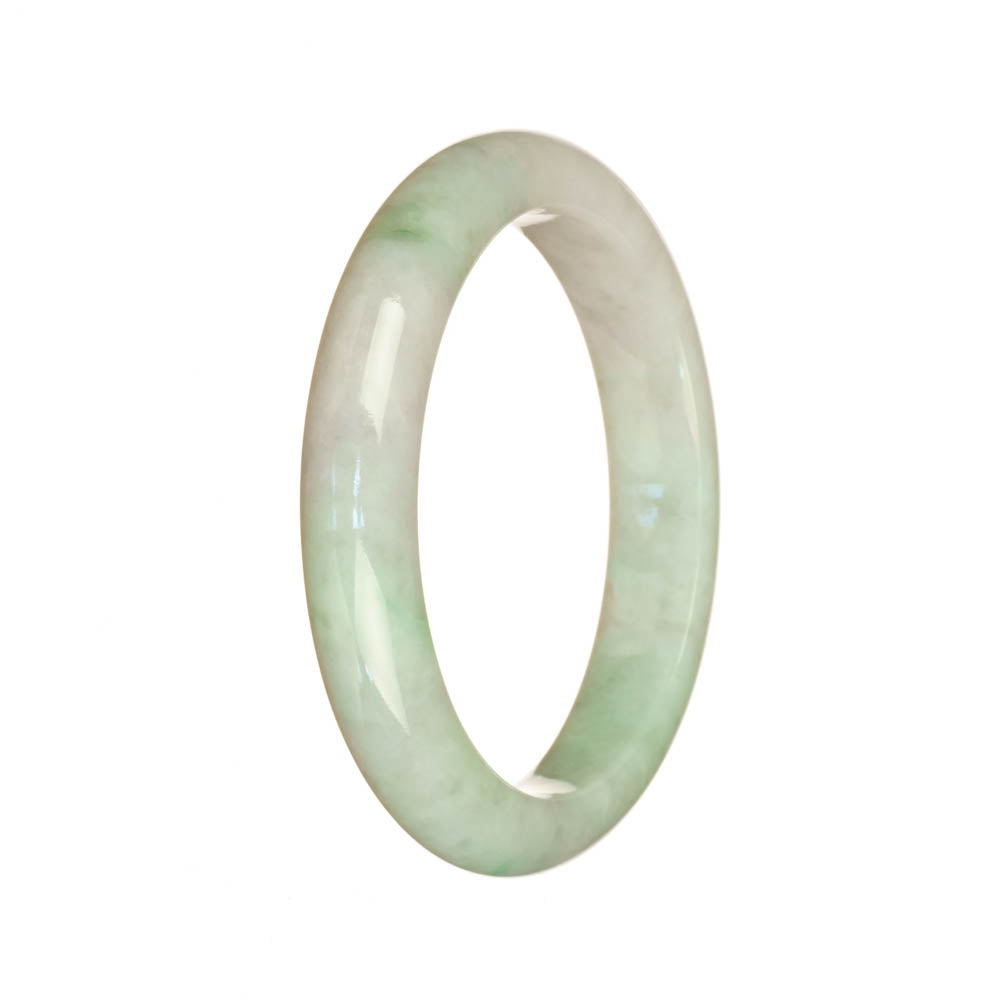 Real Grade A White and Light Green Jadeite Jade Bracelet - 53mm Semi Round