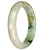 A beautiful traditional jade bangle bracelet with alternating white and green patterns, featuring a half moon design.