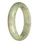 Certified Natural Grey Pattern Jadeite Jade Bangle - 62mm Half Moon