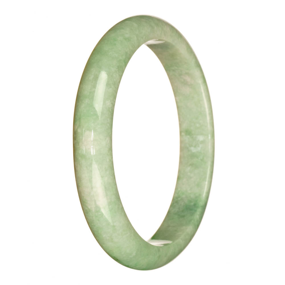 Authentic Untreated Pale Green with Emerald Green Burma Jade Bracelet - 78mm Half Moon