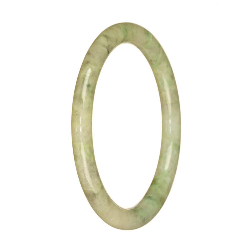 Genuine Type A Pale Green Pattern Jadeite Jade Bracelet - 60mm Petite Round