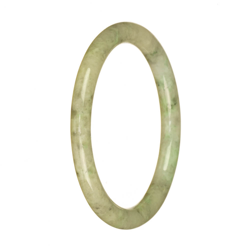 A delicate, round pale green jadeite jade bracelet with a genuine Type A pattern. The bracelet measures 60mm and is perfect for those who prefer a petite size. Designed by MAYS™.