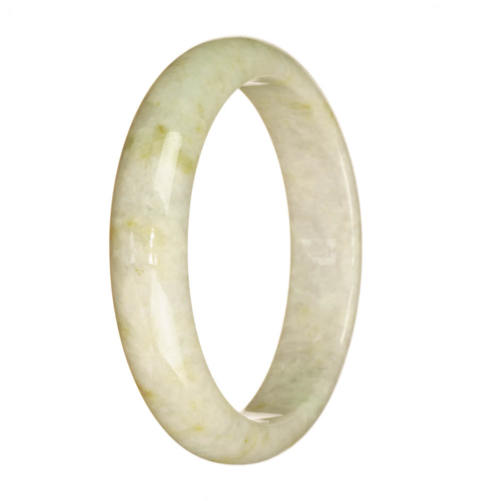 Real Grade A White Jade Bangle Bracelet - 60mm Half Moon