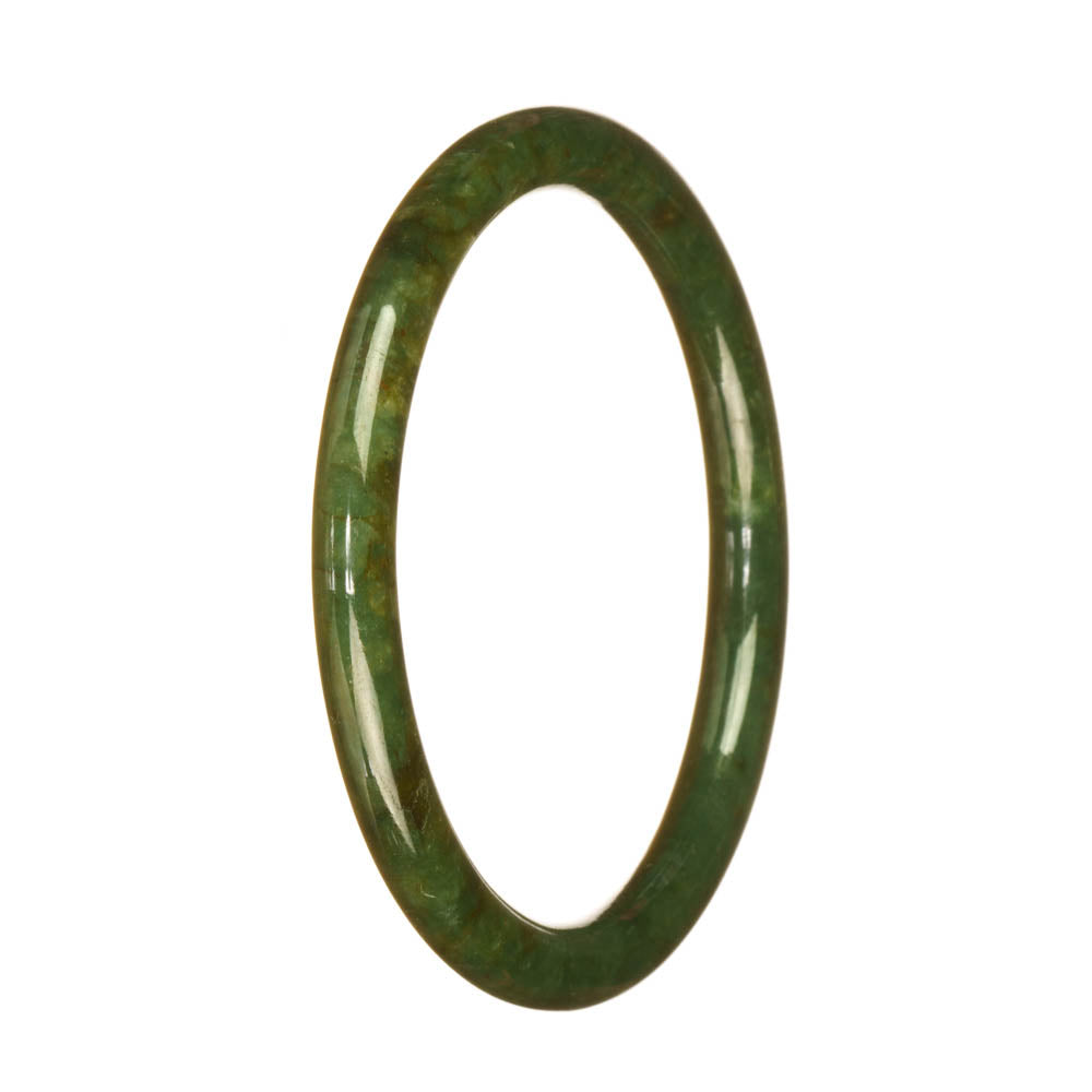 Certified Untreated Deep Green Burma Jade Bangle Bracelet - 60mm Petite Round