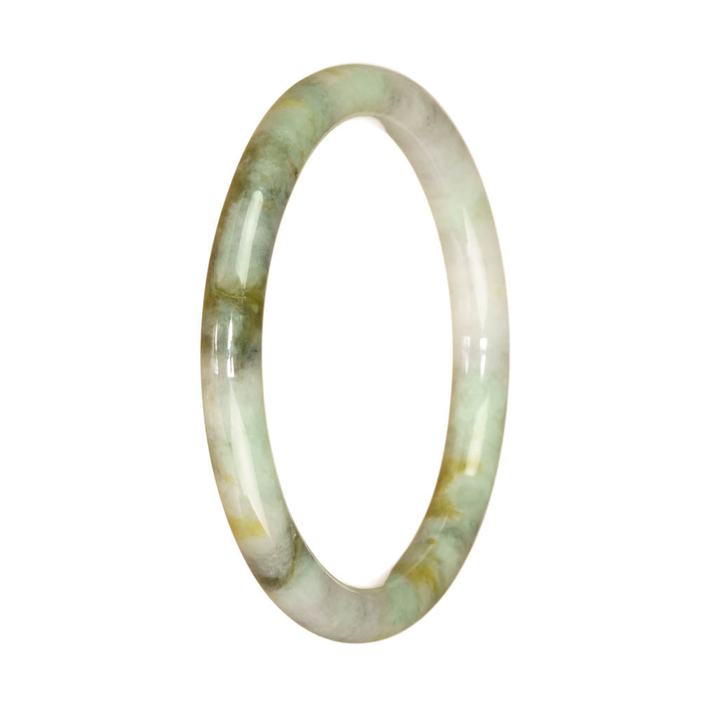 Genuine Untreated Pale Green Pattern Jadeite Bracelet - 60mm Petite Round