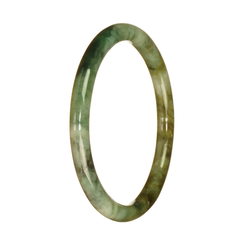 A small round jade bracelet with a beautiful green pattern, certified as Grade A quality.