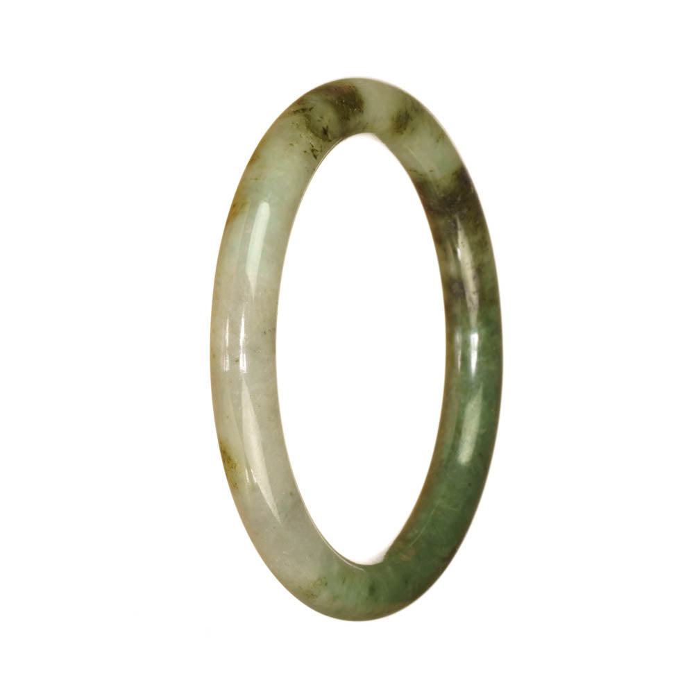 An elegant jadeite bracelet featuring untreated green and light green patterns, in a petite 55mm round size.