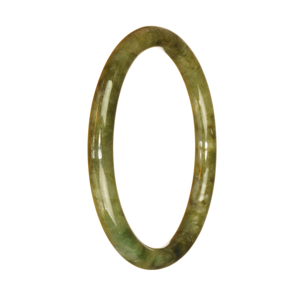 A small round jadeite bangle with a beautiful green pattern.