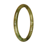 A small round jadeite bangle with a beautiful green pattern.